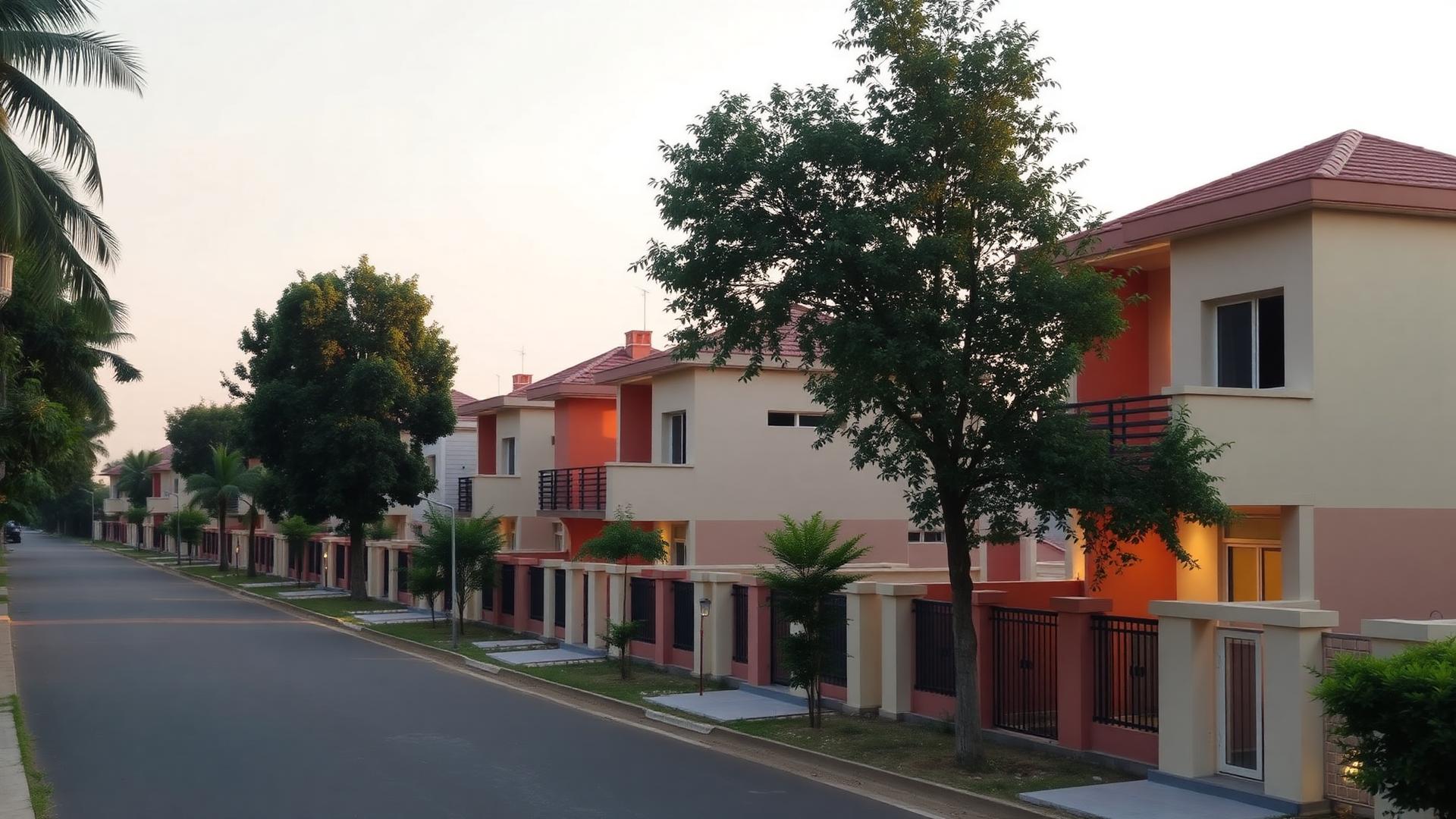 Residential bungalows and homes in Aurangabad at golden hour